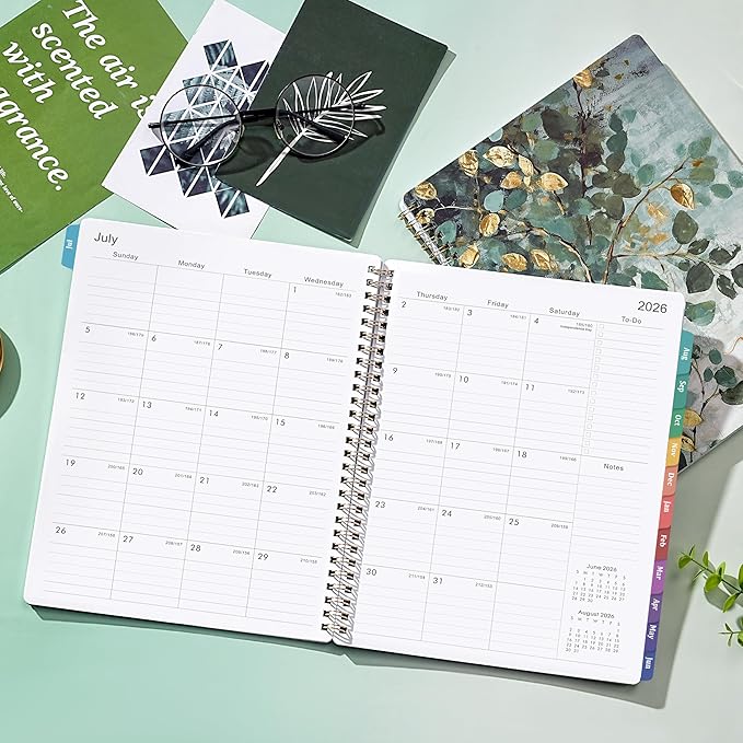 Planner 2026-2027 - Academic Planner 2026-2027, Jul. 2026 - Jun. 2027, 9''x11'', 26-27 Planners Weekly and Monthly with Tabs, Pocket, Twin-wire Binding - Art Leaves