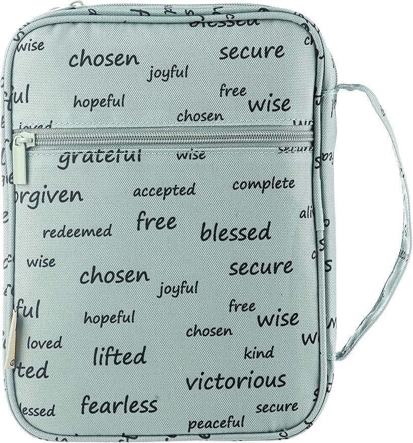 DiverseBee Bible Cover with Handles, Zippered Bible Carrying Case for Men and Women, Bible Tote Bag for Kids, Book Cover Accessories, Christian Gifts 7.5 x 10 x 2.5in (Noble Words)
