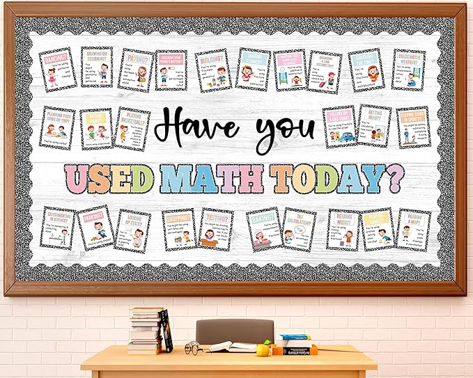 Math Bulletin Board Set Mathematics Composition Notebook Classroom Decoration Have You Used Math Today Poster Mathematics Paper Cutouts for School Chalkboard Wall Back to School Supplies