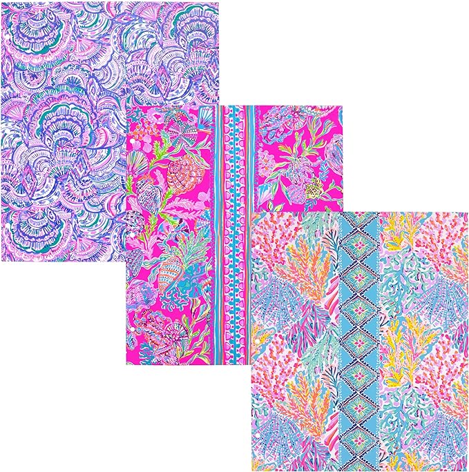 Lilly Pulitzer 3-Pack Pocket Folder Set, Colorful Letter Size Document Organizers, Folders Come Hole Punched to Fit Binders, Shell Me Something Good (Assorted)