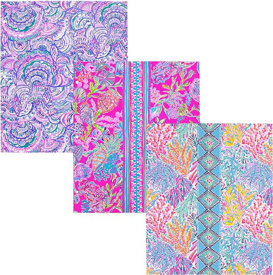 Lilly Pulitzer 3-Pack Pocket Folder Set, Colorful Letter Size Document Organizers, Folders Come Hole Punched to Fit Binders, Shell Me Something Good (Assorted)