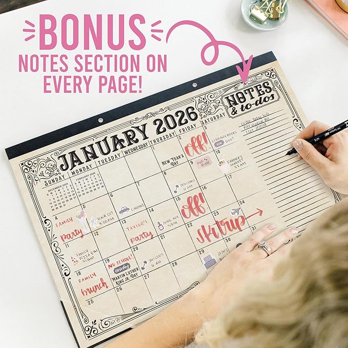 Hadley Designs Large Teacher Desk Calendar 2026-2027 - Desktop Calendar 2026, 18-Month Desk Calendars for Home, Office & Classroom, Cute Classroom Must Haves, Teacher Appreciation Gifts