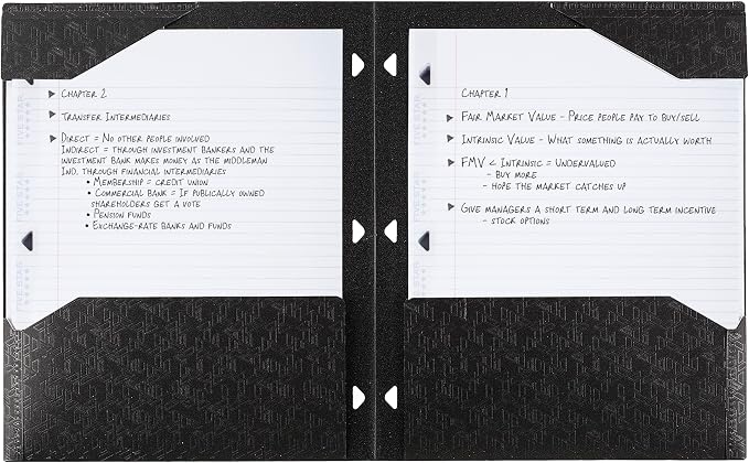 Five Star 2-Pocket Folder, Plastic Folder with Stay-Put Tabs, Fits 3-Ring Binder, Holds 8-1/2" x 11" Paper, Black (333420G-ECM)
