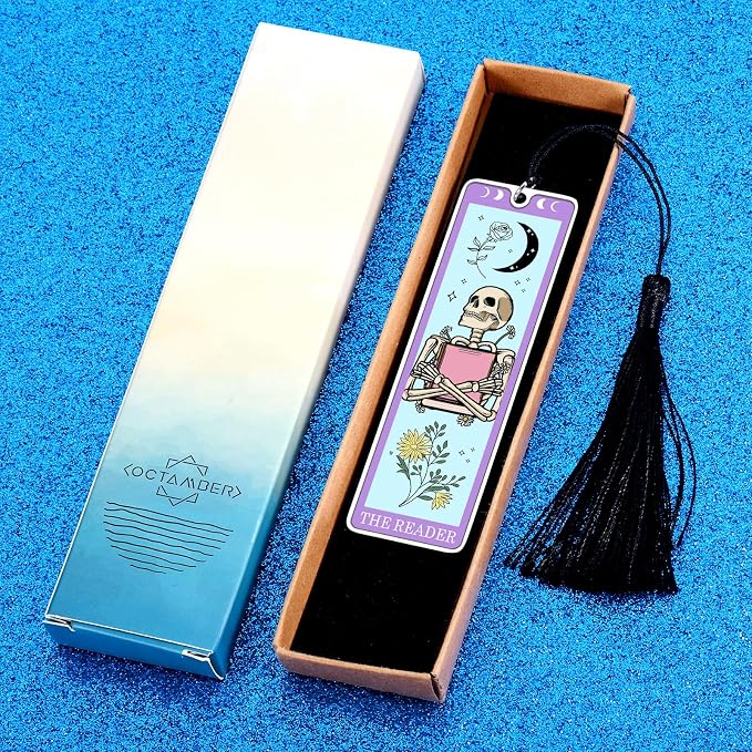 Halloween Spooky Bookmarks - Halloween Gifts for Women Adult, Boo Basket Stuffers for Women, Spooky Basket Stuffers for Her Him, Book Lover Gifts for Women, Funny Skeleton Tarot Bookmark Horror Gift