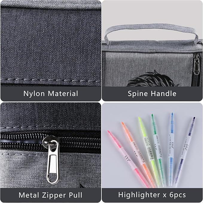 Faithful Hers Bible Cover for Mens Bible Case with 6 highlighters Lightweight Nylon Carrying Bag Multifunction Church Study Book Carrier with Handle Christian Gifts