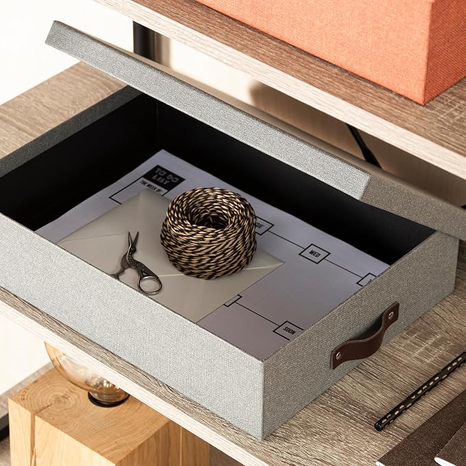 The Holding Company 'Oskar A4 Storage Box for Letters, 26 x 35 x 9 cm (W x D x H) Grey