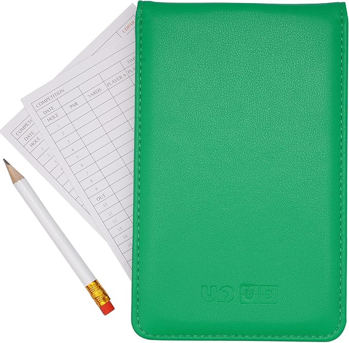Leather Golf Scorecard Holder & Yardage Book Cover – Slim Microfiber Leather Case for Walking Players | Fits 4.5"x7" Scorecards & Yardage Books | Bonus Pencil & Scorecards