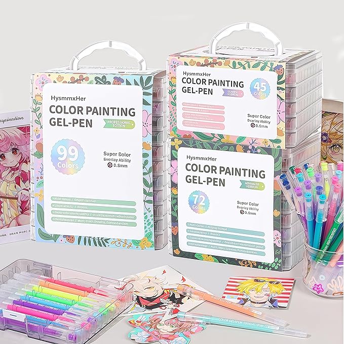 99 Colored Gel Pens Set, 0.6mm Fine Point for Black Paper & White Paper, Pens for Journaling, Adult Coloring Books, Bible, Drawing, Note Taking, Art & Journaling Supplies