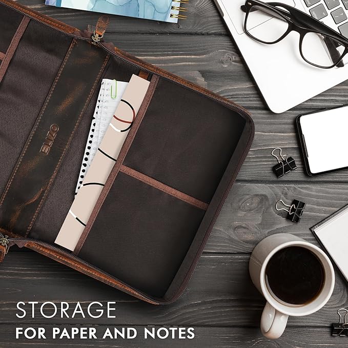 ELIZO Leather Bible Cover Case for Men Women Genuine Leather Bible Bag Holder Cross Large Carrying with Zipper Case Protector Christian Religious Gifts for Mens Timber Study