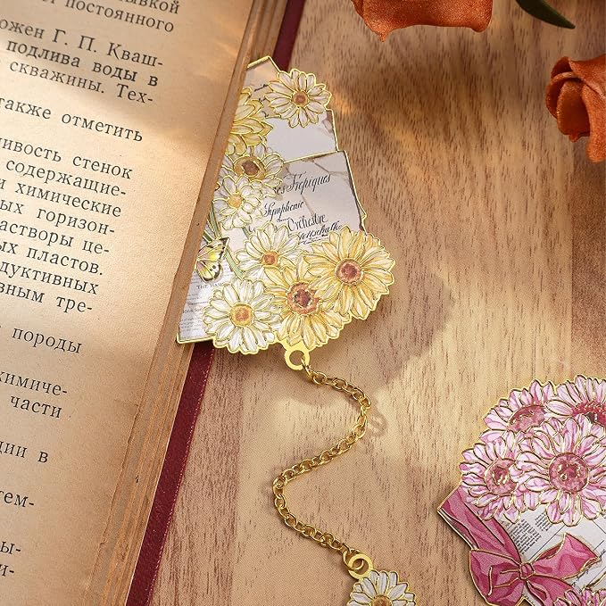 4 Pieces Metal Bookmark, Hollow Flower Book Mark for Book Lovers, Vintage Bookmarks for Reading Women, Men, Teacher, Students