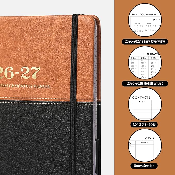 Planner 2026-2027 - Weekly Monthly Planner from July 2026 to June 2027, Calendar Planner with Inner Pocket, 6.1'' x 8.3''