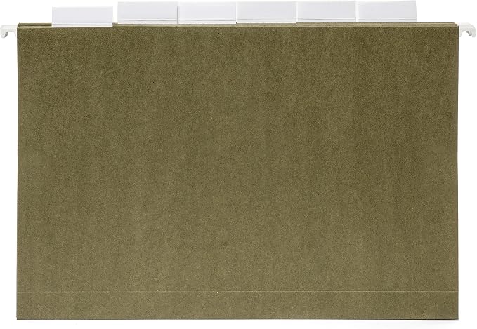 Blue Summit Supplies Legal Size Hanging File Folders, 2" Expansion, 1/3 Cut Adjustable tabs, Legal Size, 5 Tab Locations, Designed for Legal and Law Office File Organization, Standard Green, 25 Pack