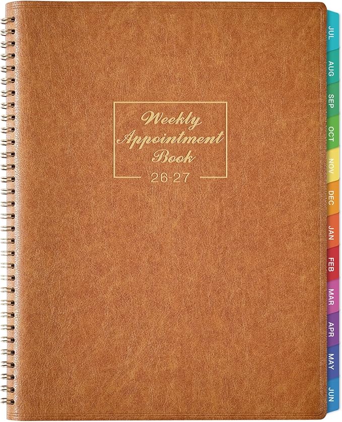 2026-2027 Weekly Appointment Book - Jul. 2026 - Jun. 2027, Daily Hourly Planner 2026-2027, 8.5" x 11", 15-Minute Interval, 12 Monthly Tabs, Flexible Soft Cover