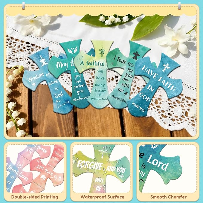 50Pack Magnetic Bookmarks Christian Bookmarks Bulk Cross Bible Bookmark for Reading Women Men Kids Book Lovers Gifts, Religious Magnet Bookmark Clips Cute Personalized Book Markers (Watercolor)
