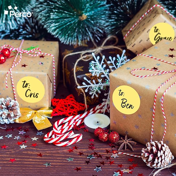 Perco Metallic Gold 3-Inch Perforated Circle Dot Sticker Labels—10 Rolls, 5,000 Round Stickers — with Permanent Adhesive for Award Seals, Event Marking, Packaging Accents, Gift Wrapping—Made in USA