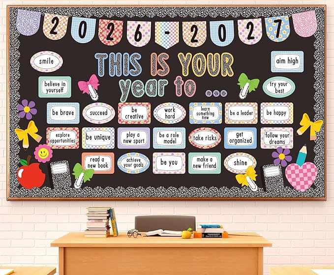 Composition Notebooks Classroom Bulletin Board Set This is Your Year Classroom Decoration Inspirational Welcome Back to School for School Office Chalkboard Wall Door Learning Activities Decor Supplies