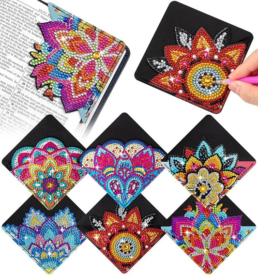 6 PCS Diamond Art Bookmarks, Diamond Painting Bookmarks for Book Lovers DIY Bookmark Corner Bookmark Adults Crafts Art Kits for Adults Kids Home Office