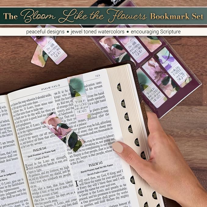 Christian Art Gifts Colorful Inspirational Magnetic Scripture Bookmark Set for Women: Bible Verses, White, Purple, Teal, Pink, Green Multicolor Floral Cute Watercolor Theme for Books, Bibles, Set of 6