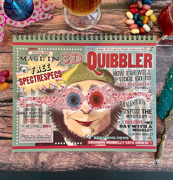 Conquest Journals Harry Potter The Quibbler Undated Weekly Spiral Planning Pad, 8'' x 10'', 52 Page, To-Dos, Priorities, Habit Tracker & Notes, Durable Bookboard-Wrapped Backboard, Officially Licensed