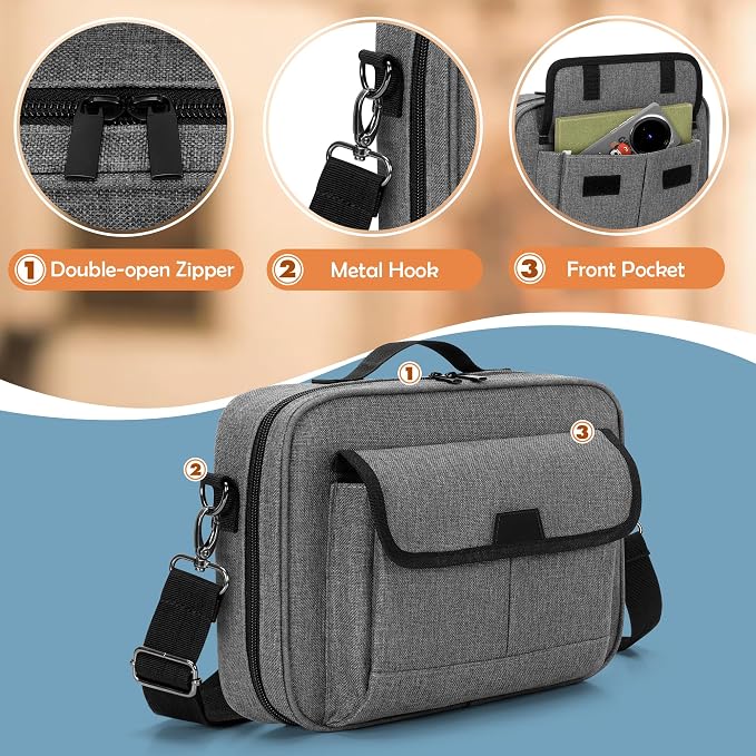 LoDrid Bible Carrying Case for Church with Multiple Pockets, Portable Bible Cover Bag with Handle and Shoulder Strap for Bible Accessories, Grey, Bag Only