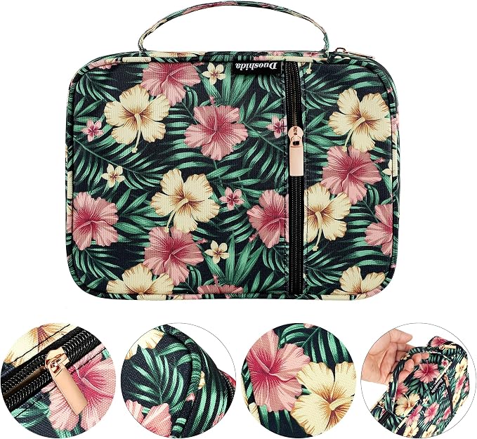 Bible Cover for Women with Flowers Printing, Bible Case,Bible Bag, Study Bible Case,Covers for Bible,Bible Boooks Covers for Women (600D Polyester, Green Leaves Flower Printing)