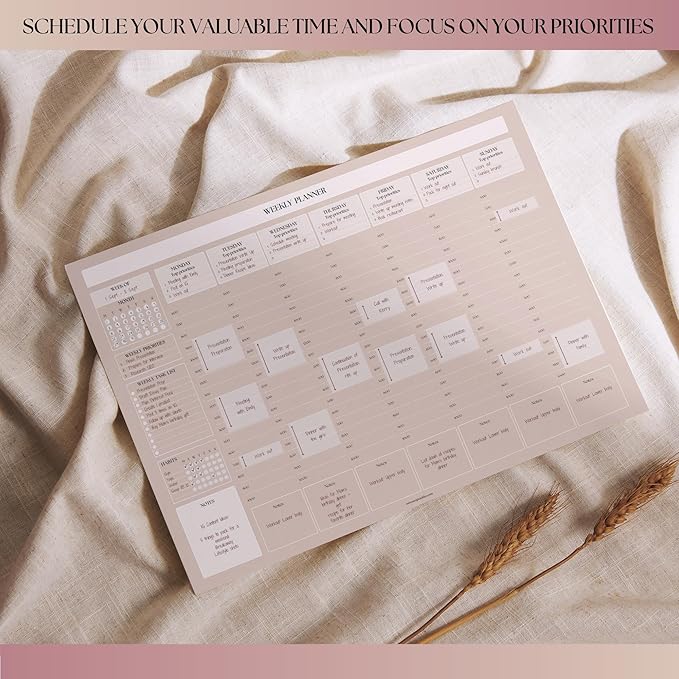 Weekly Hourly Planner Notepad, Daily Planner Desk Pad, Weekly Schedule, To Do List Note Pad, ADHD Planner | 50 Undated Tear Away Sheets | A4 (Lux)