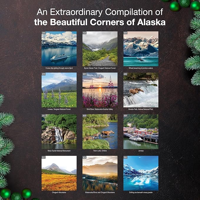 MICASA PRESS Alaska 2026 Wall Calendar 12 Month | 12" x 24" Open | Thick & Sturdy Paper | Holiday Gift | Travel Calendar 2026