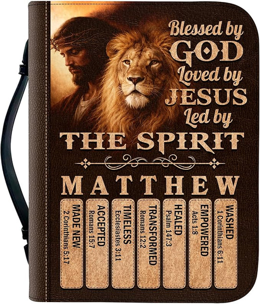 Personalized Man of God Bible Cover, God Says I Am Bible Case PU Leather, Bible Holder Handle Zipper, Faith Scripture with Name Case Bag, Religious Gifts for Church Christians Women Men (03)