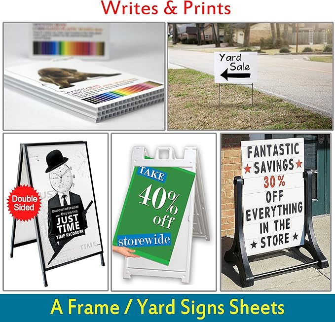 T-SIGN Corrugated Plastic Sheets Coroplast Sign Blank Board, 24 x36 Inches 3/16 Inches Thick for A-Frame Replacement Poster Sheets, White Blanks Sign (Pack of 2)