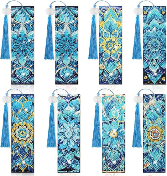 8 Pieces Christian Bible Verse Diamond Art Bookmarks 5d Christian Beaded Bookmark Acrylic Tassel Bookmark for DIY Making Beginners Adults Arts Craft Supplies (Mandala-3)