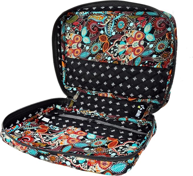 DIWI Quilted Bible Cover Large Sizes 10 X 7 X 2.75 Inches Good Book Case (L, C1 Jungle Secret) mocha chocolate java blue
