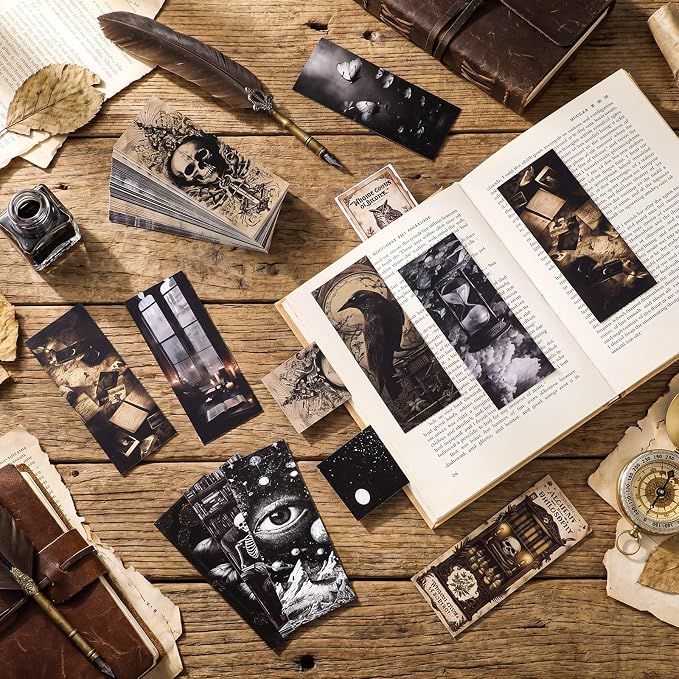 Faccito 240 Pcs Halloween Dark Romance Bookmarks Gifts Set Vintage Gothic Spooky Bookmarks Bulk for Book Lovers Horror Skull Bookmark Merch Halloween Reading Tracker Bookish Gift for Book Club Library