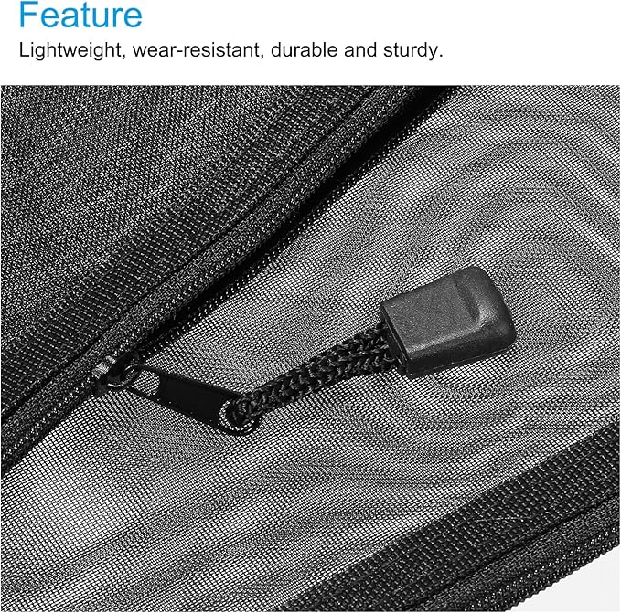MECCANIXITY Mesh Zipper Bags, B6 Nylon Zip Pouch Pencil Case Storage Pockets for Travel Office Accessories, Black Pack of 6