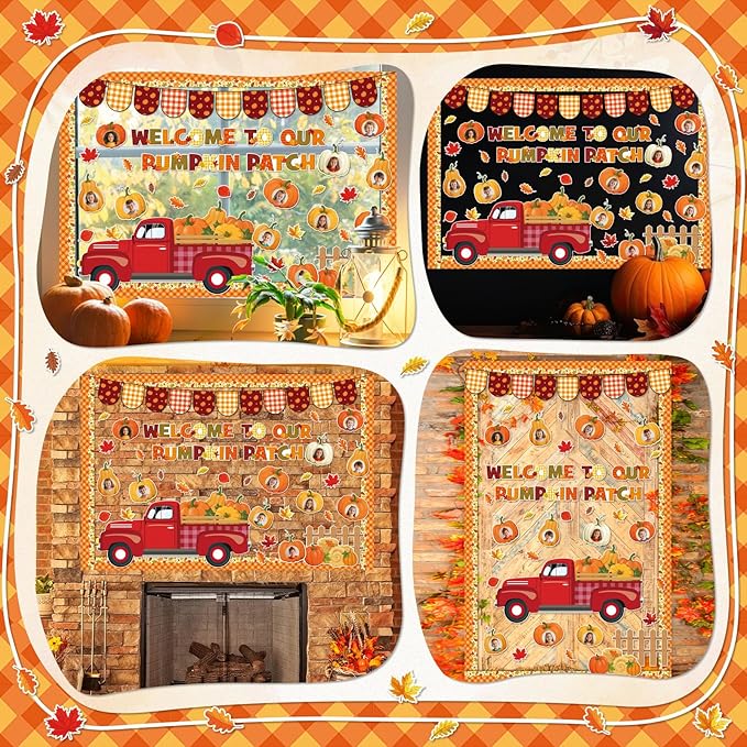 Containlol Fall Thanksgiving Bulletin Board Set Autumn Harvest Classroom Decorations Cutout for Door Wall School Supplies(Colorful,Pumpkin Truck)