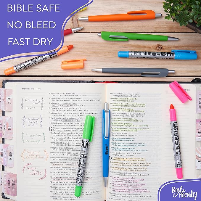 BLIEVE - Aesthetic Highlighters and Gel Pens With Soft Ink and Chisel Tip, Bible Highlighters and Pens No Bleed, Dry Fast Easy to Hold, for Bible Journaling Planner School Supplies (COLORFUL)