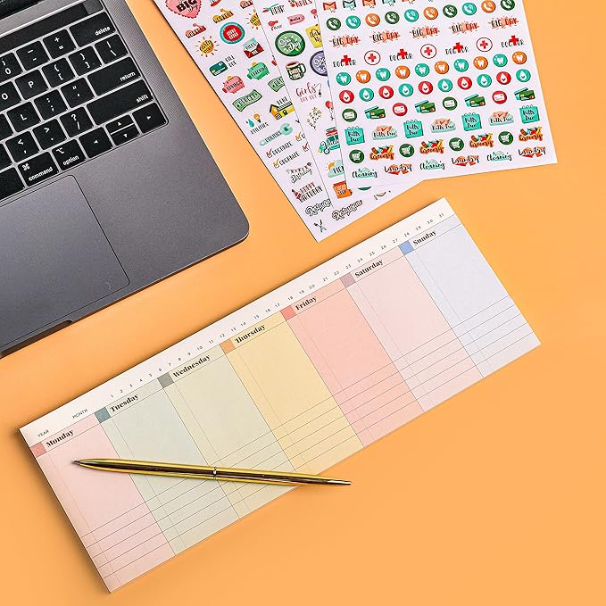 Oriday Weekly Calendar Planner Notepad Tear Off Pad (Rainbow) - Daily, Weekly Planning pads