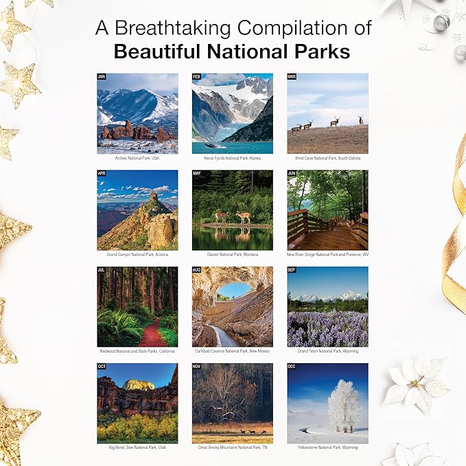 RED EMBER Select - Untamed & Scenic National Parks 2026 Wall Calendar 12 Month | 12" x 24" Open | Thick & Sturdy Paper | Giftable | Nature Calendar 2026