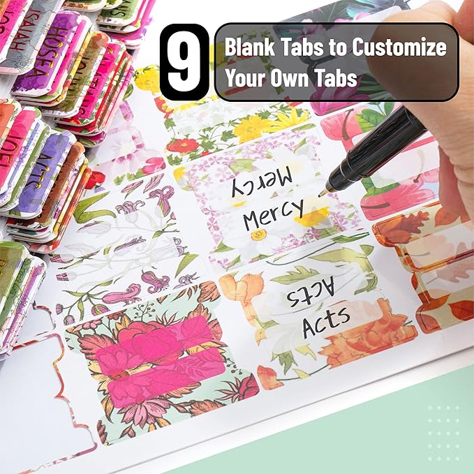 Mr. Pen- Laminated Bible Tabs, 75 pcs, Gold Foil Embossed Lettering, Tear Resistant Index Tabs for Women and Men, Large Print Bible Index Tabs, Bible Book Tabs, Mr. Pen Bible Tabs