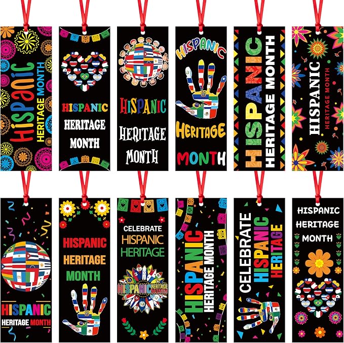 Haooryx Hispanic Heritage Bookmarks - 120 Pcs Latin American Countries Flags Bookmarks Celebrate National Hispanic Heritage Month Book Marks for Student Rewards Classroom Stationery Handout Supplies