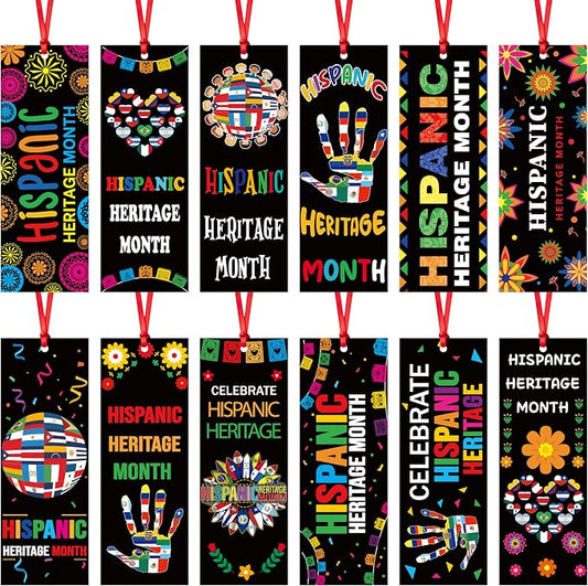 Haooryx Hispanic Heritage Bookmarks - 120 Pcs Latin American Countries Flags Bookmarks Celebrate National Hispanic Heritage Month Book Marks for Student Rewards Classroom Stationery Handout Supplies