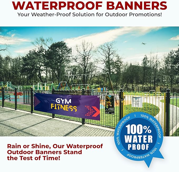 Gym Fitness Large Banners and Signs for Outdoor by Mavis Printing-Polyester Banner with 4 Holes for Easy Hang Indoor & Outdoor|4x1 Feet HD Print Sign to Promote Church| Made in USA