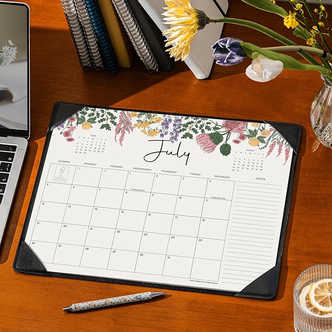Cabbrix Desk Calendar 2026 with Desktop Mat, Desk Pad Calendar 15"x 12" from July 2026 to December 2027, Desk Calendar for Home Office and School, Easy Planning, Black