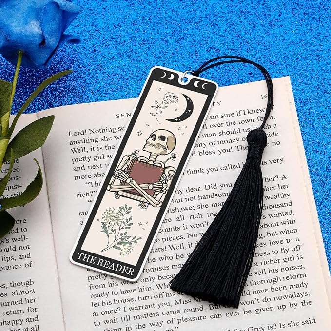 Bookmarks for Men Women Book Lovers Witchy Gifts for Women Funny Dark Romance Bookmarks Goth Accessories Spooky Gifts for Women High School Graduation Gift Ideas Skeleton Tarot Halloween Horror Gift