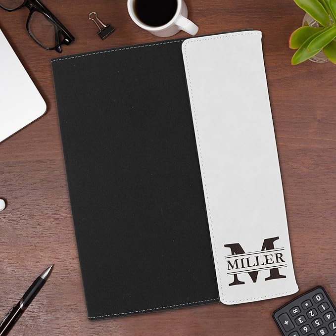 My Personal Memories Customized Portfolio with Custom Monogrammed Flap - Engraved Teacher, Student, Business, Man, Woman, Gift (White Flap)