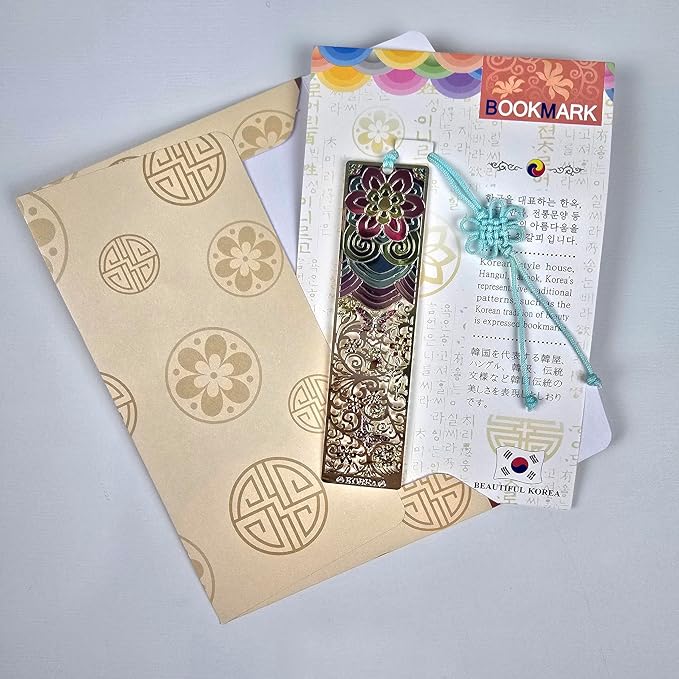 Korean Bookmark 5 Pack with Tassels, Traditional Design Page Holder, Cute Bookmarks for Women, Book Stuff, Reading Accessories for Book Lovers, Bible Bookmarks, Unique Korean Gifts