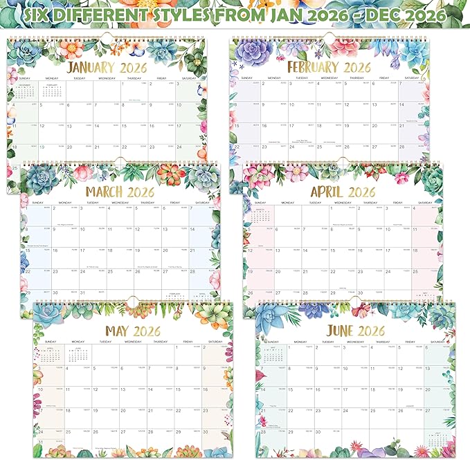 2026 Calendar - 2026 Wall Calendars, JAN. 2026 to DEC. 2026, 2026 Wall Calendar 12 Month, 14.5" x 11", Large Writing Blocks