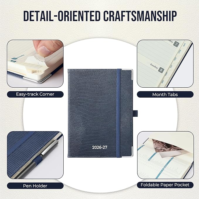 Planner 2026-2027 Weekly & Monthly Planner, 18 Month Academic Calendar July 2026 – Dec 2027, Horizontal Layout with Monthly Tabs, Hardcover Business Agenda Organizer, Dark Blue
