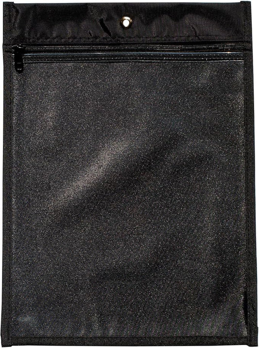 Media Pouch and Nylon Tote Bag for Books, Headphones, and School Accessories, Heavy Duty Travel Storage for Classroom or Library, 16.5 x 11.75 Inch (Black)