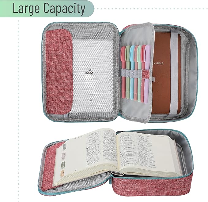 Mr. Pen- Bible Cover Case, Carrying Book Case with Durable Handle, Bible Protective Church Bag for Men & Women, Christian Gifts, Pink