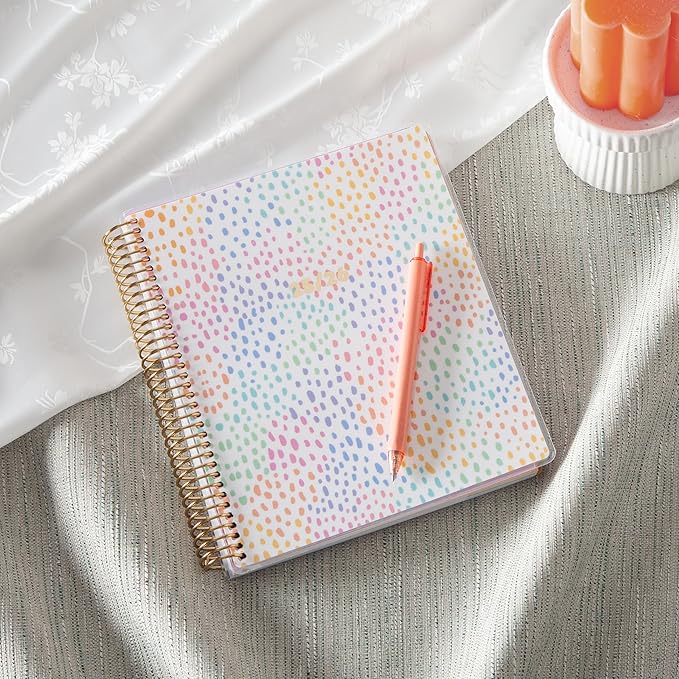 Blue Sky Livewell Weekly and Monthly Academic Year Planner Calendar, July - June, Flexible Cover, Wirebound, Colorful Interior, Laminated Tabs, Storage Pocket, Includes Stickers, Rainbow (Rainbow- 2025/2026, 7" x 9")